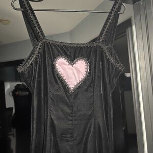 Vintage Jeannie Nitro Black Velvet Dress with Pink Heart